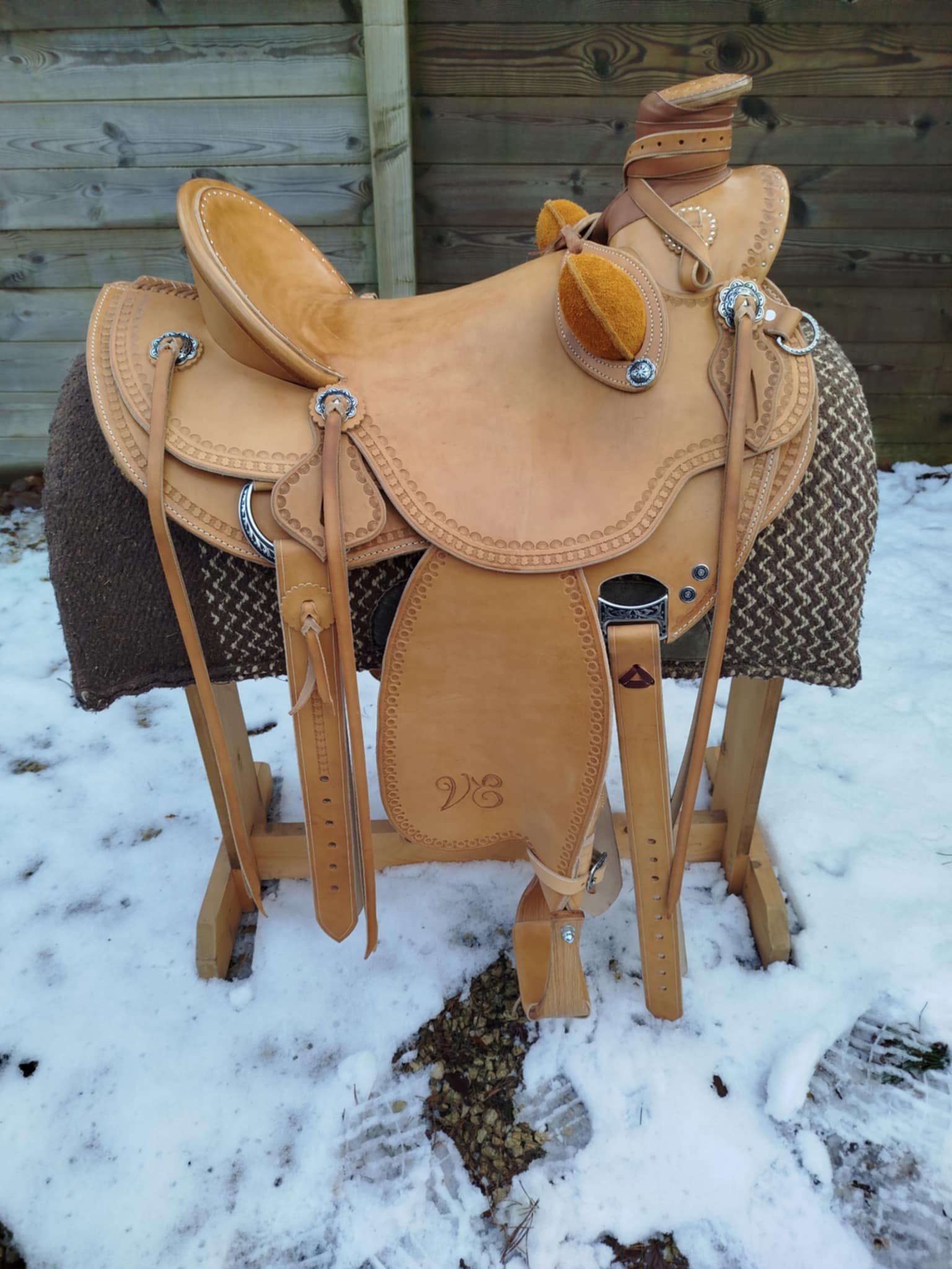 Selle Wade Custom Naturel avec buck rolls cuir